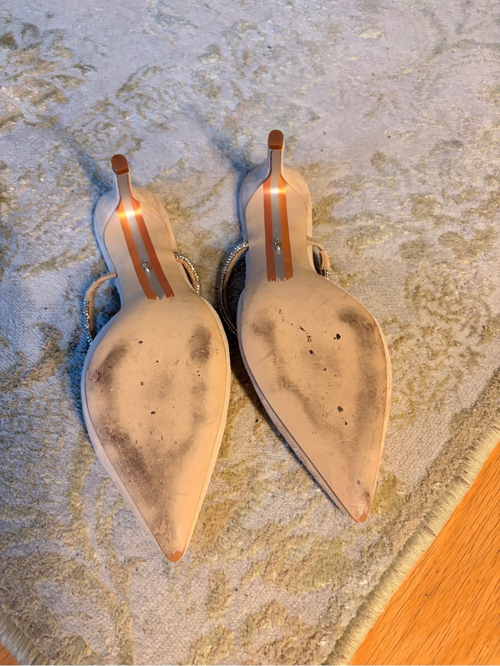 Sam Edelman Beige Pointed-Toe Mules with Rhinestone Strap - Picture 5 of 5